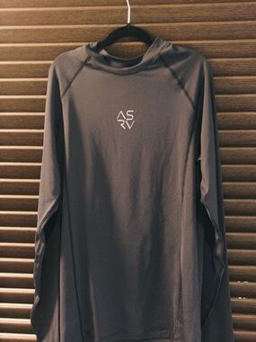 ASRV Men's Long-Sleeve Hoodie in Charcoal